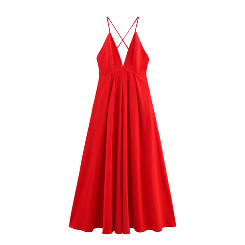 Street fashion versatile simple backless dress for women